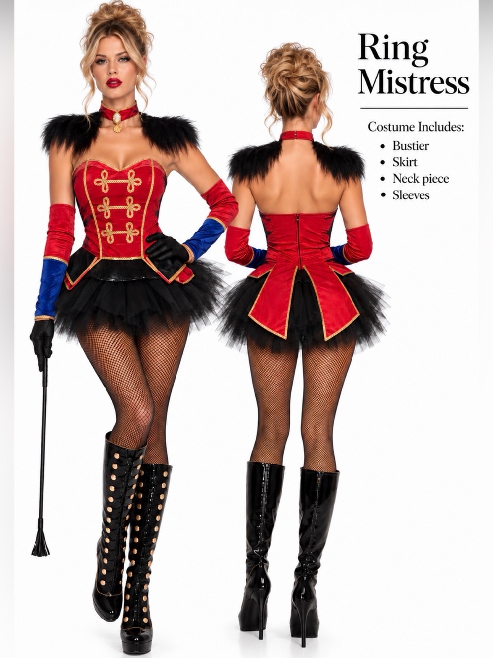 Leg Avenue Red, Black & Blue Ring Mistress Costume | Medium